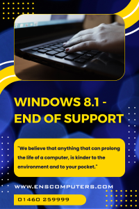 Windows 8.1 End of Support - a person typing on a laptop.